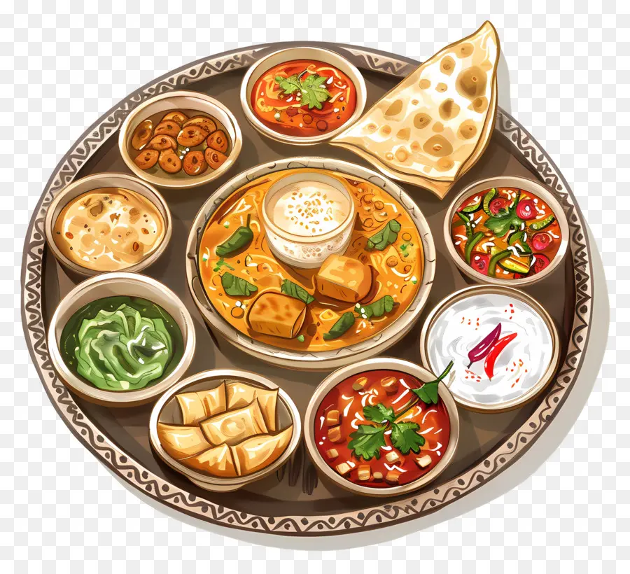 Platter Indiano Thali，Thali Indiano PNG