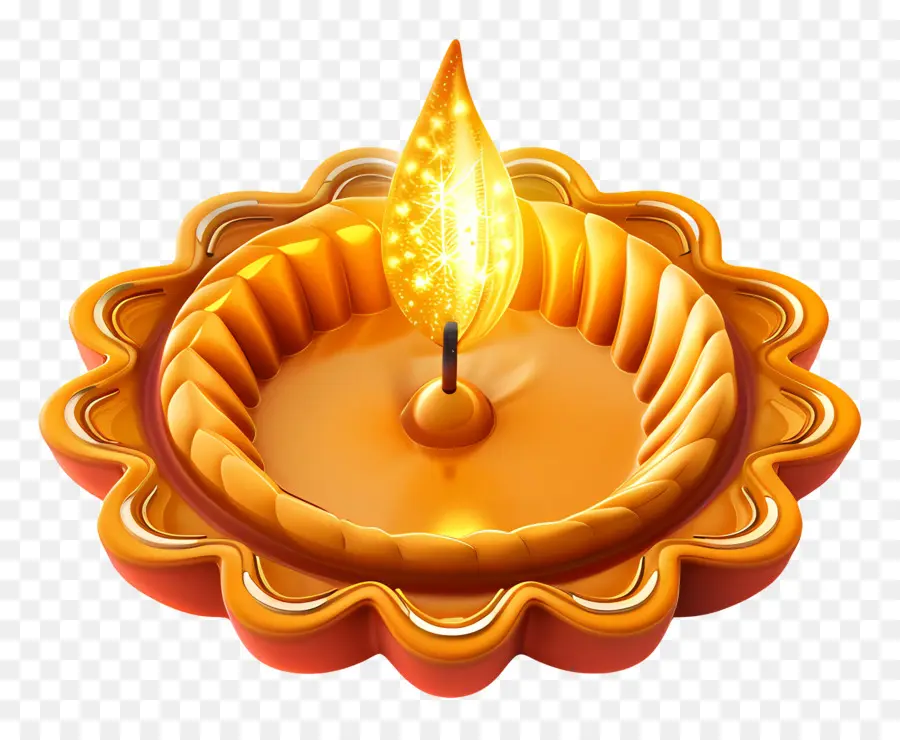 Diwali Diya，Dourado Diya PNG