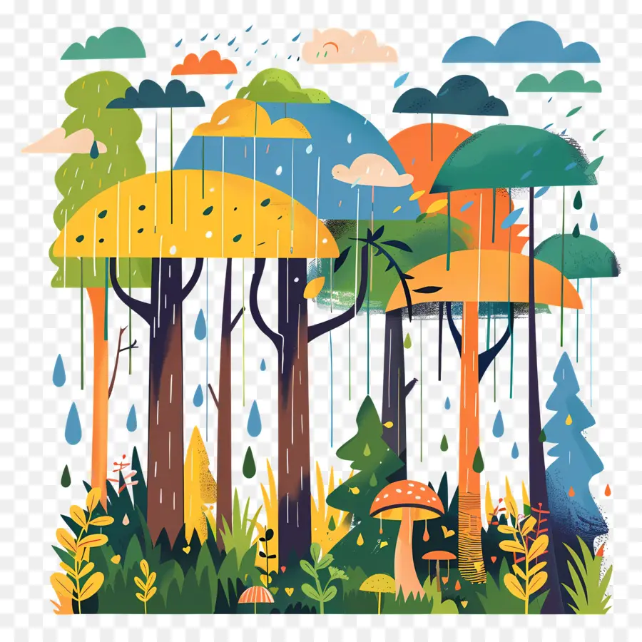 Tempestade De Chuva，Floresta Colorida PNG