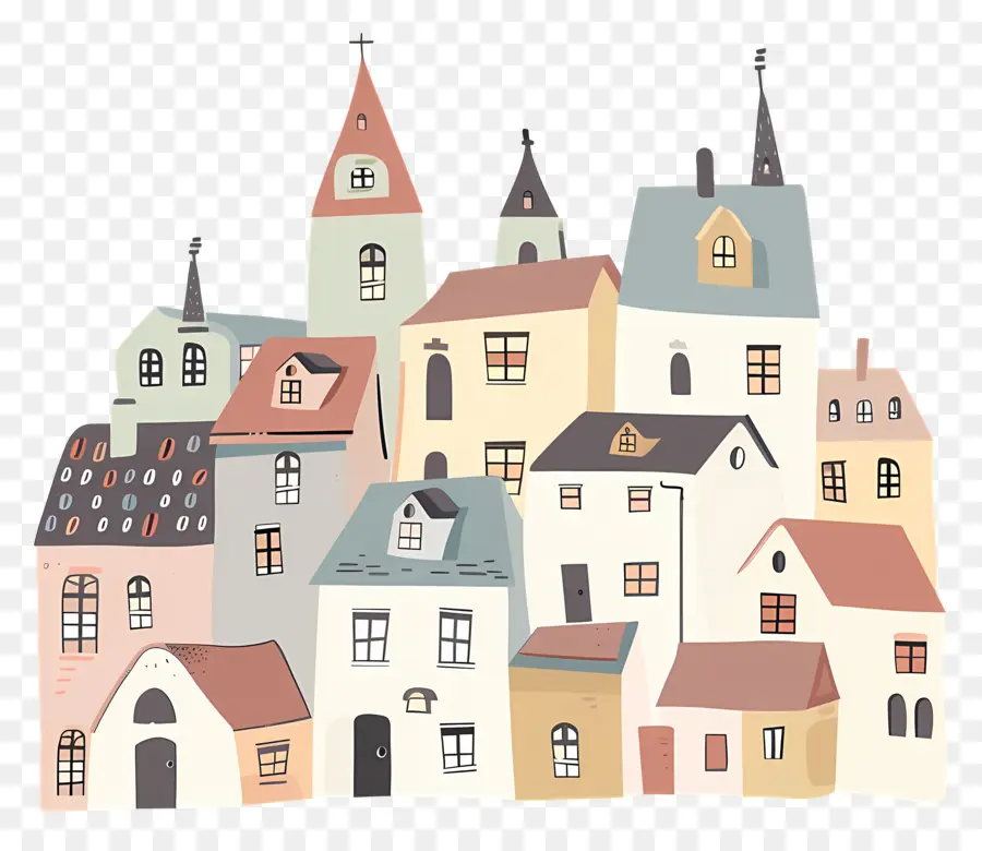 Cidade Velha，Casas De Doodle PNG