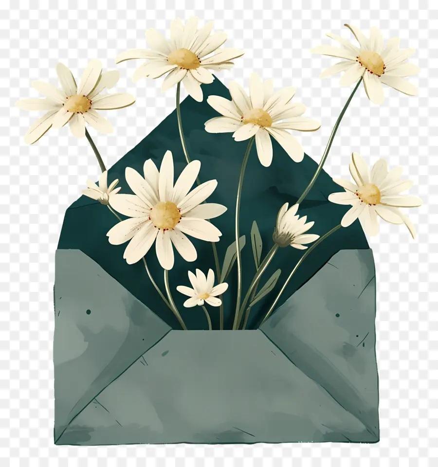 Daisies Envelope，Envelope Com Flores PNG