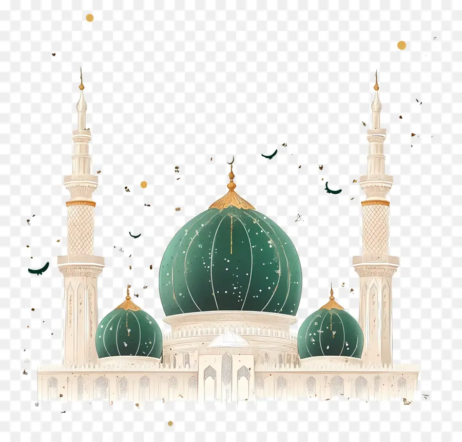 Mawlid Al Nabi，Mesquita Cúpula Verde PNG