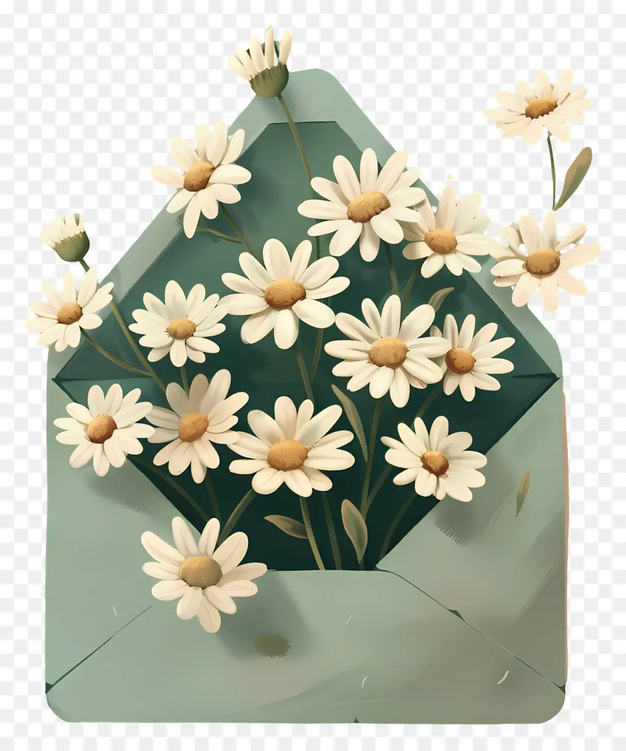 Daisies Envelope，Envelope Com Flores PNG