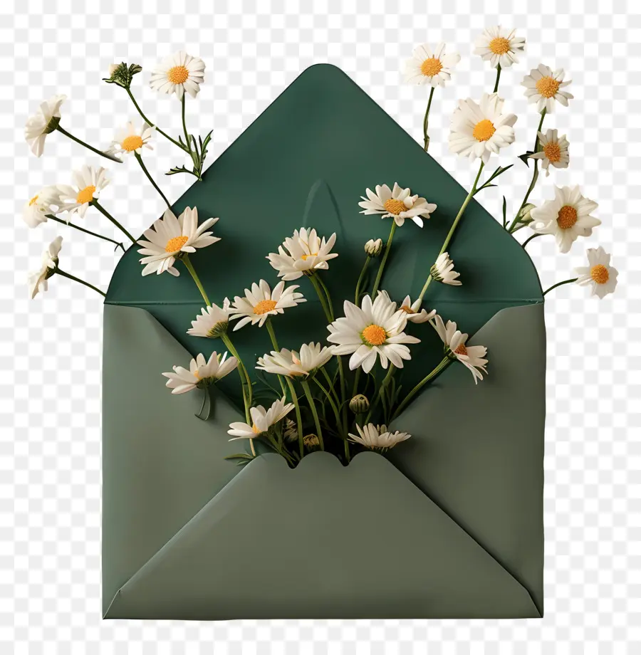 Envelope De Margaridas，Flores Em Envelope PNG