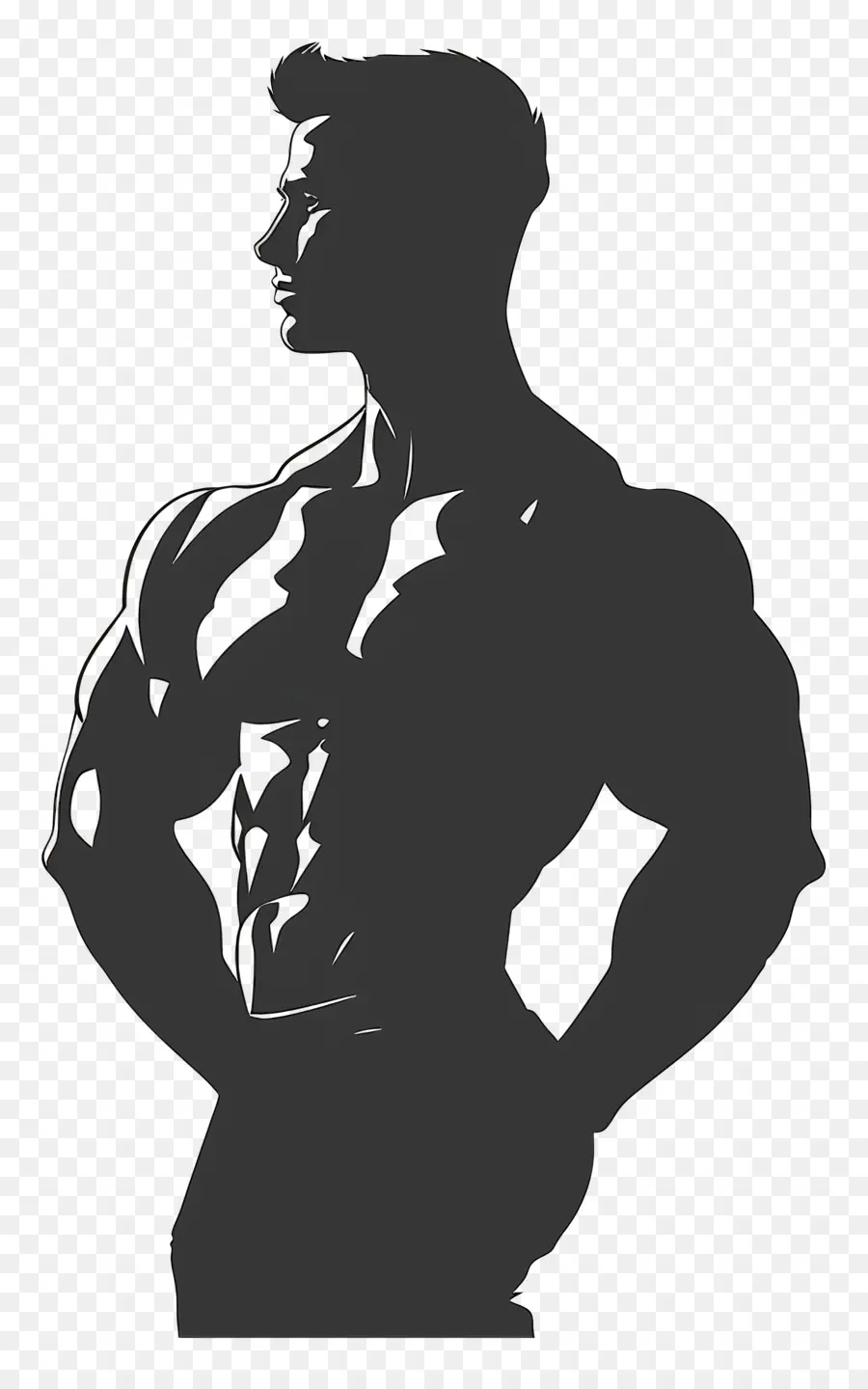 Silhueta De Homem Forte，Silhueta De Um Homem Musculoso PNG