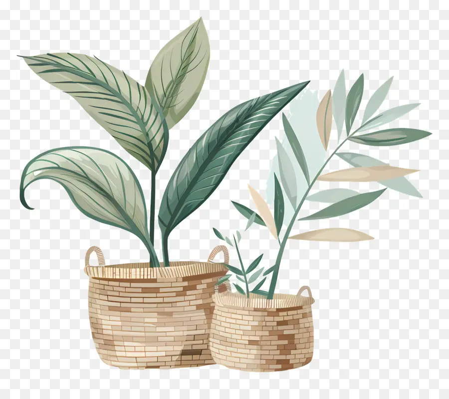 Plantas Na Cesta，Vasos De Plantas PNG