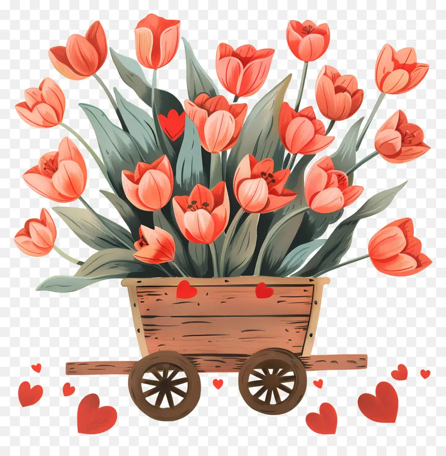 Tulipas，Tulipas No Carrinho PNG