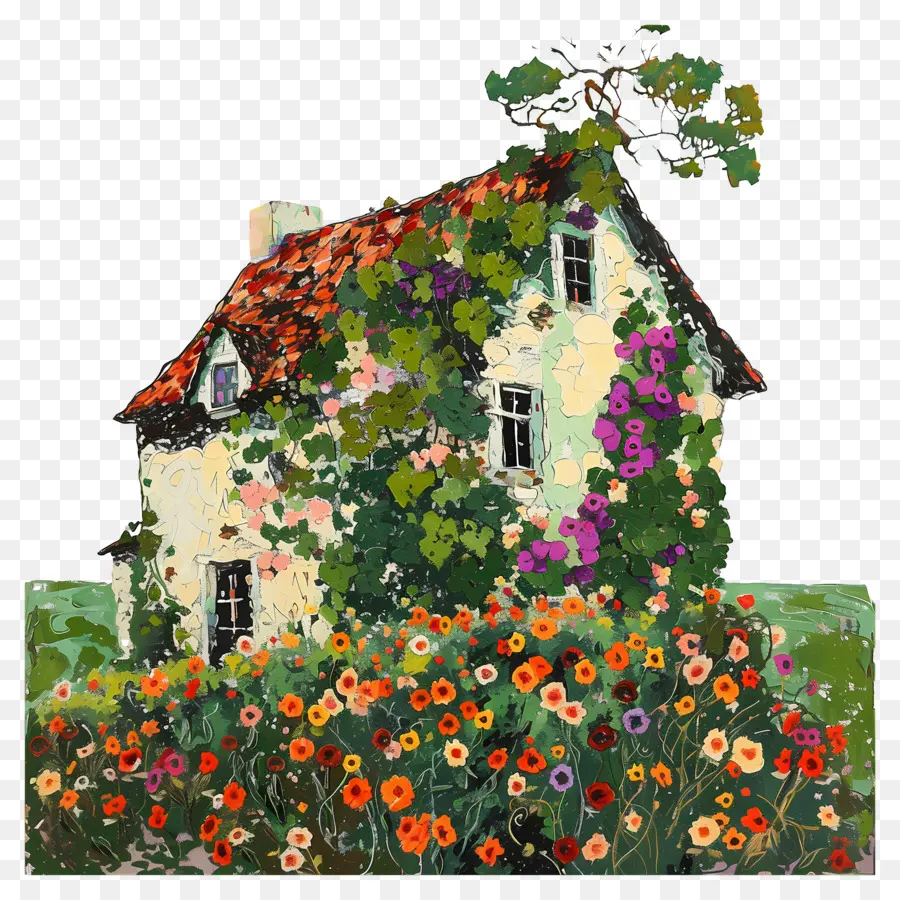 Quinta，Casa Com Flores PNG