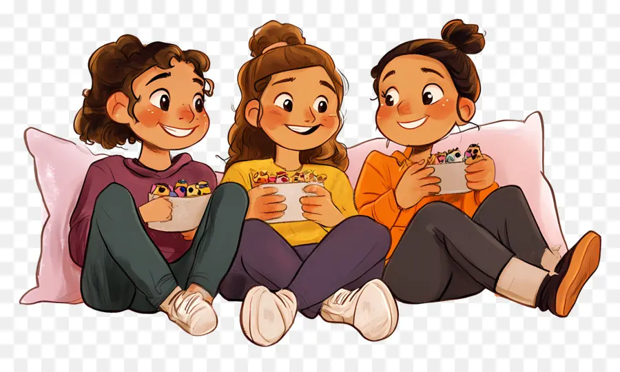 Noite Das Meninas，Meninas Assistindo Tv PNG