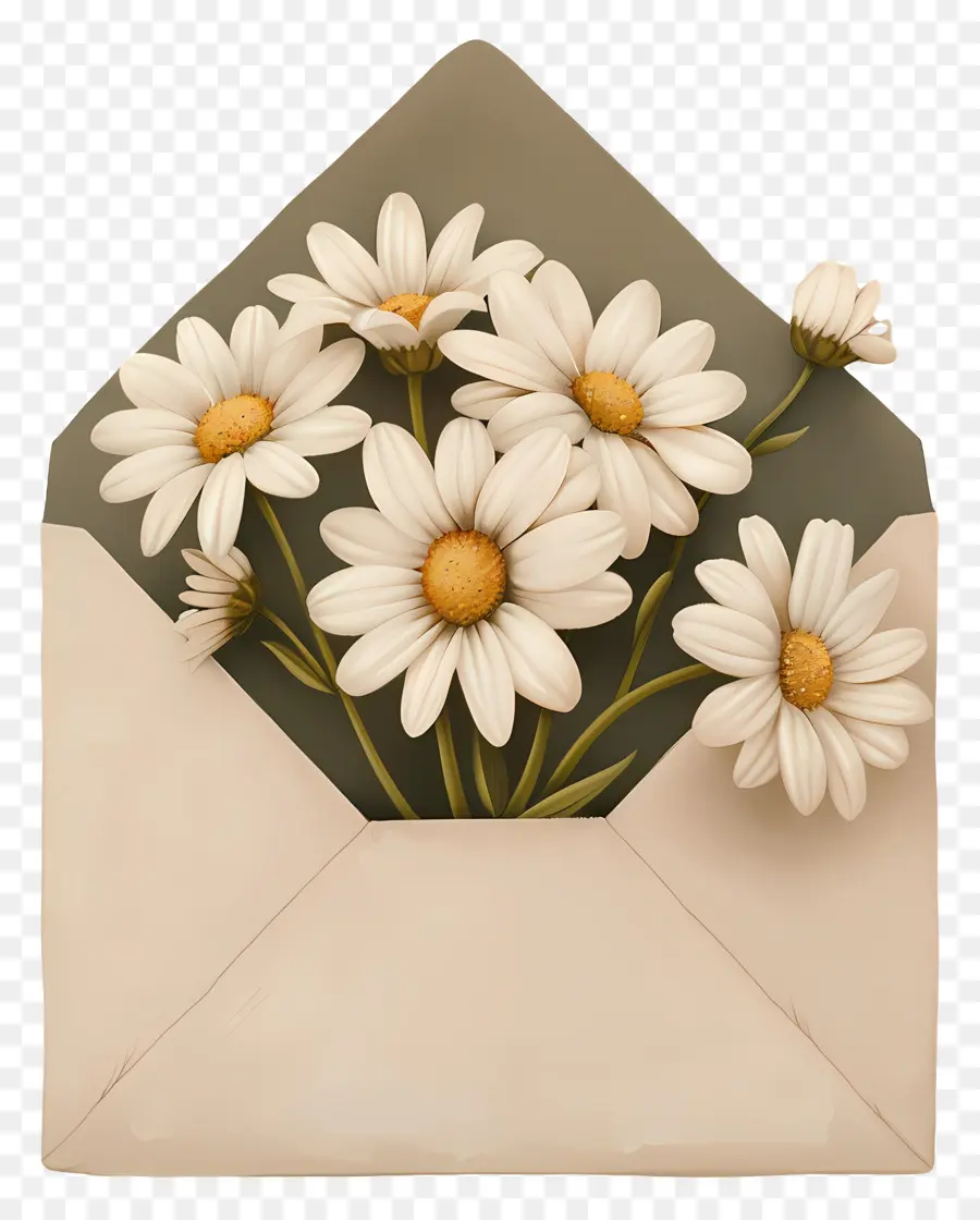 Envelope De Margaridas，Flores Em Envelope PNG