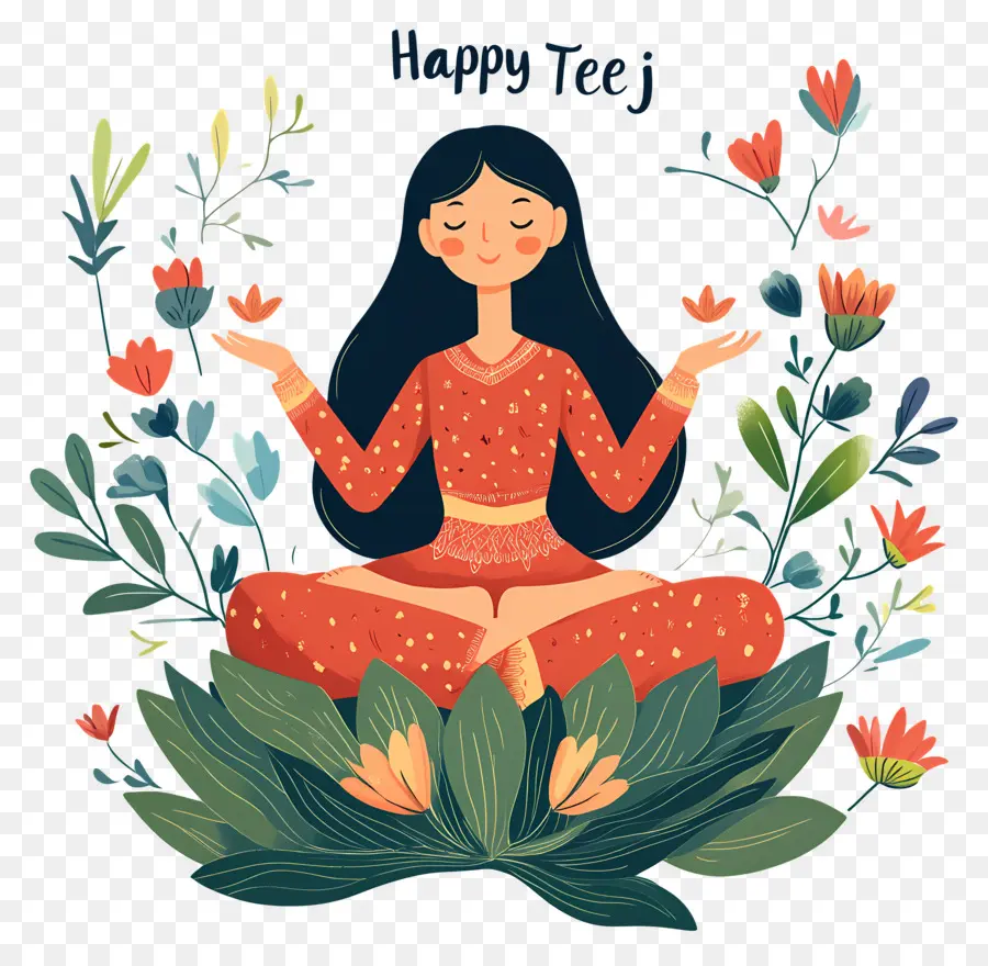 Feliz Teej，Mulher Meditando PNG