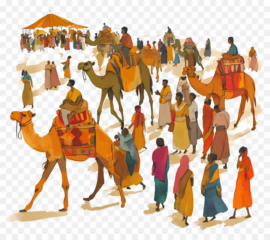 Feira De Camelos De Pushkar，Caravana De Camelos PNG