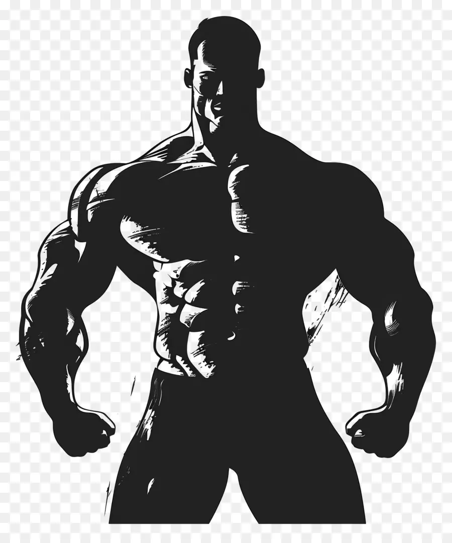 Silhueta De Homem Forte，Homem Musculoso PNG