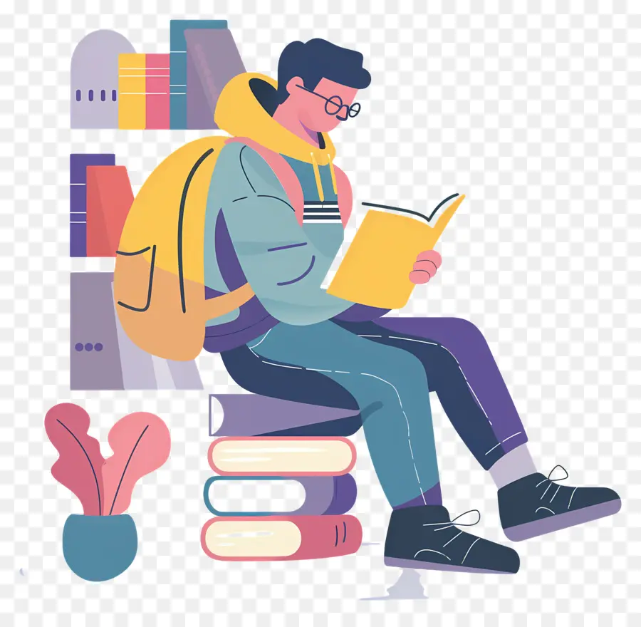 Estudante Estudando，Leitura PNG