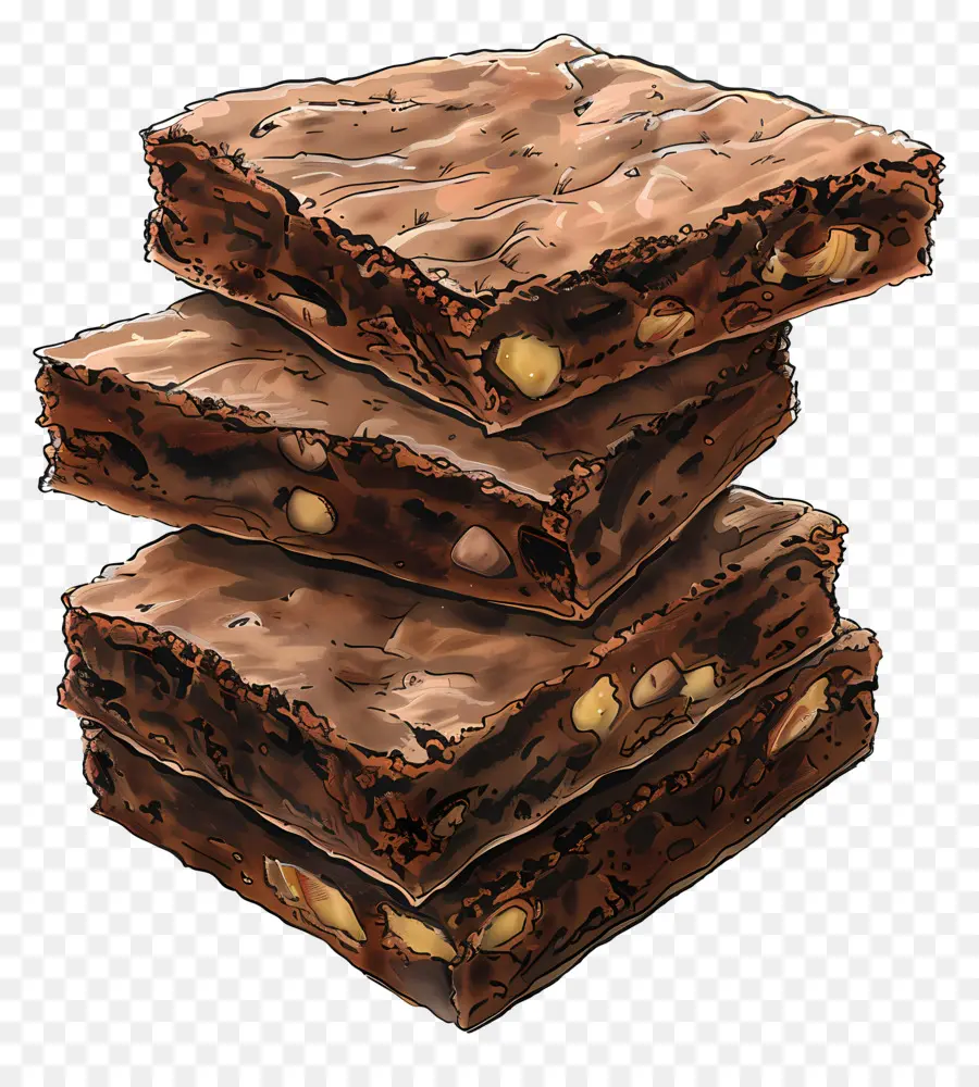 Pilha De Brownies，Brownies Com Nozes PNG