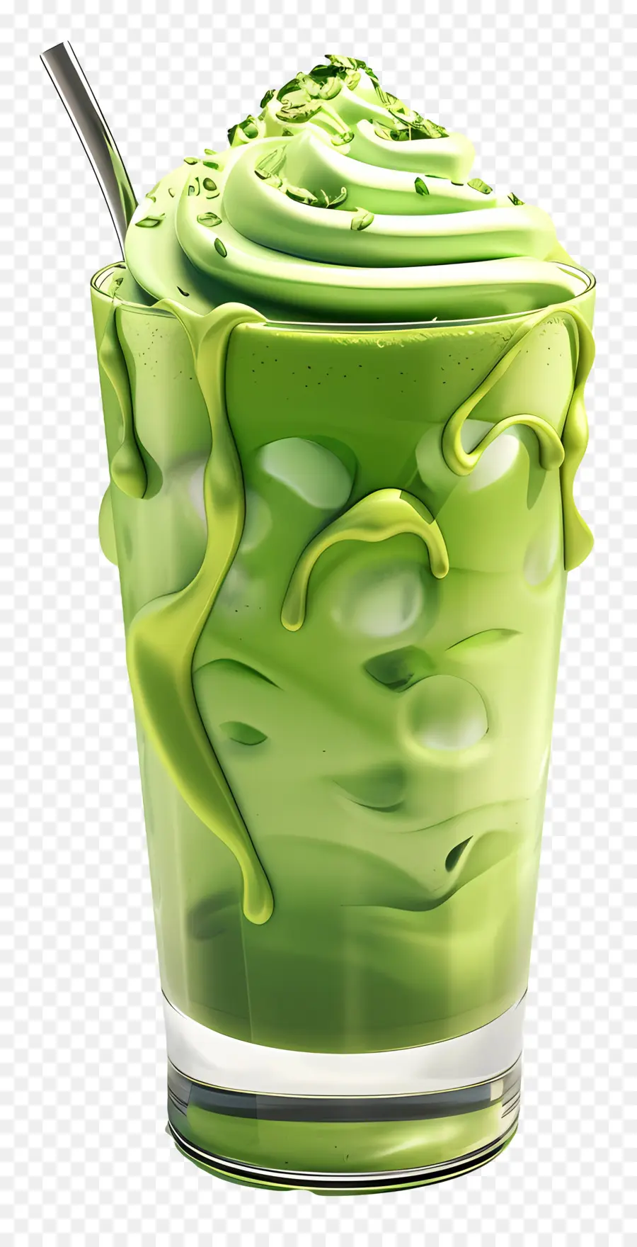 Bebida Matchá，Matcha Latte Gelado PNG