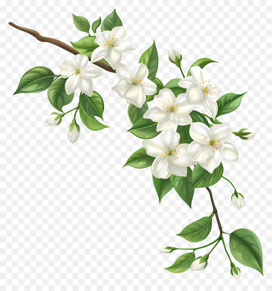 Flores De Jasmim Branco，Ramo Com Flores PNG