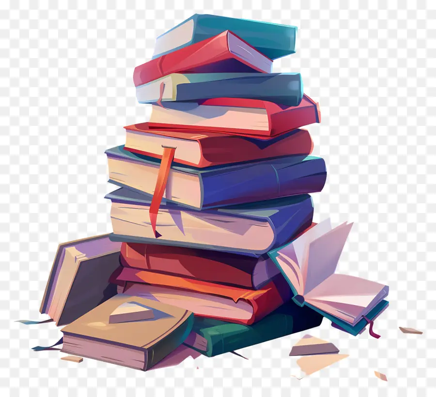 Livros Animados，Pilha De Livros PNG