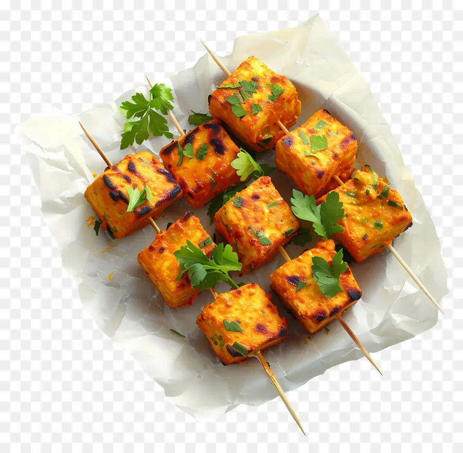 Paneer Tikka，Espetos Grelhados PNG