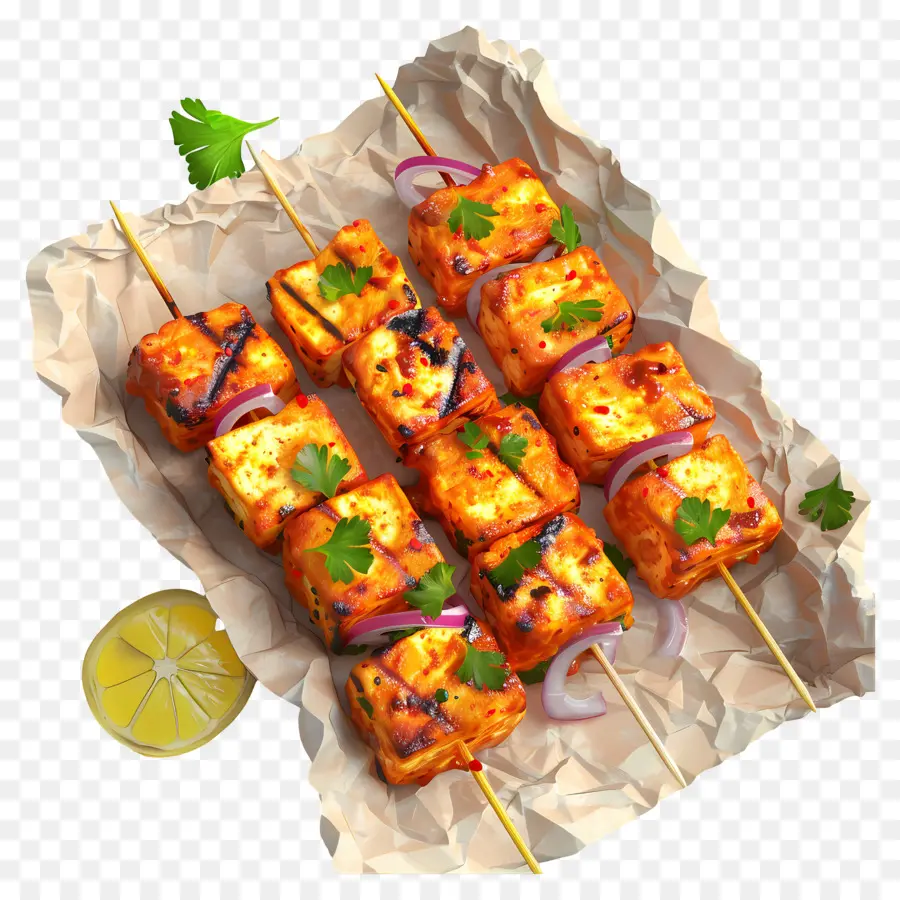 Paneer Tikka，Espetos Grelhados PNG