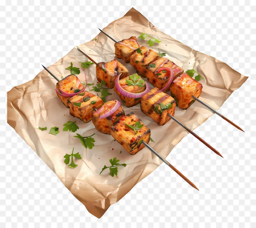 Paneer Tikka，Espetos Grelhados PNG