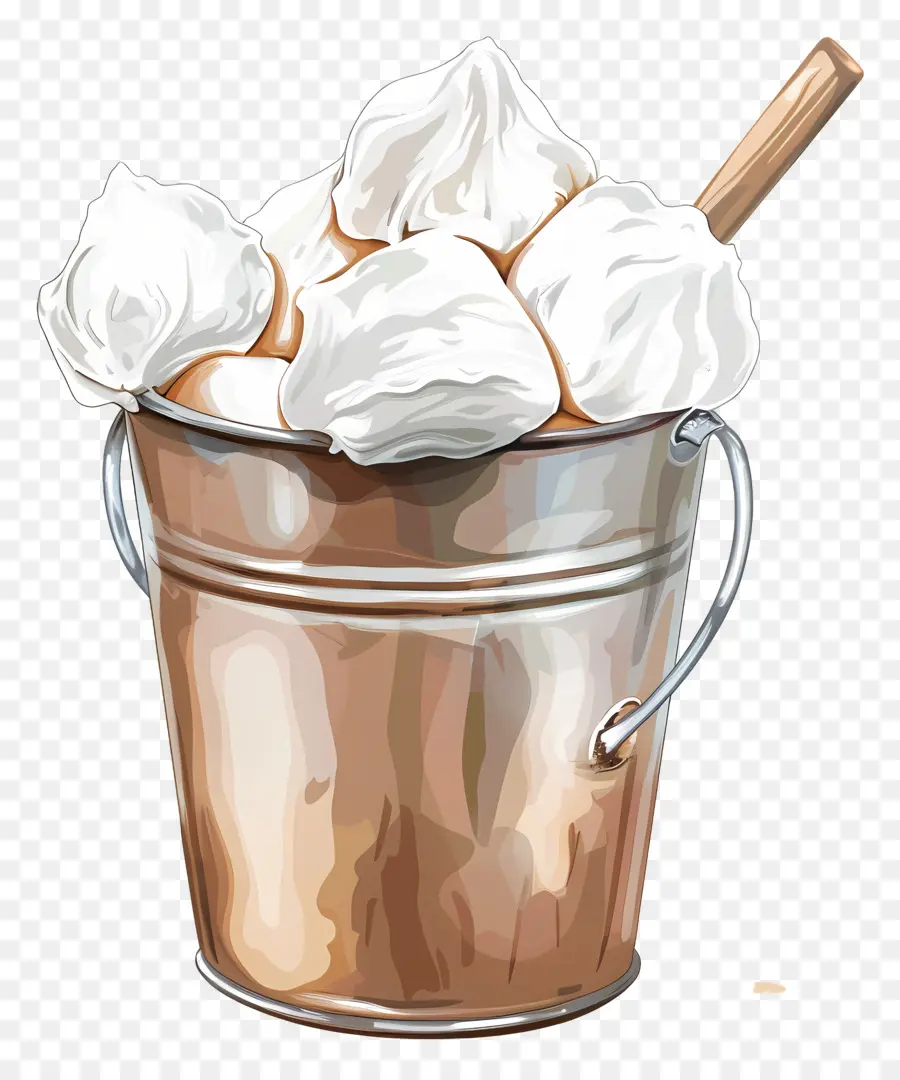 Marshmallow No Balde，Chantilly PNG