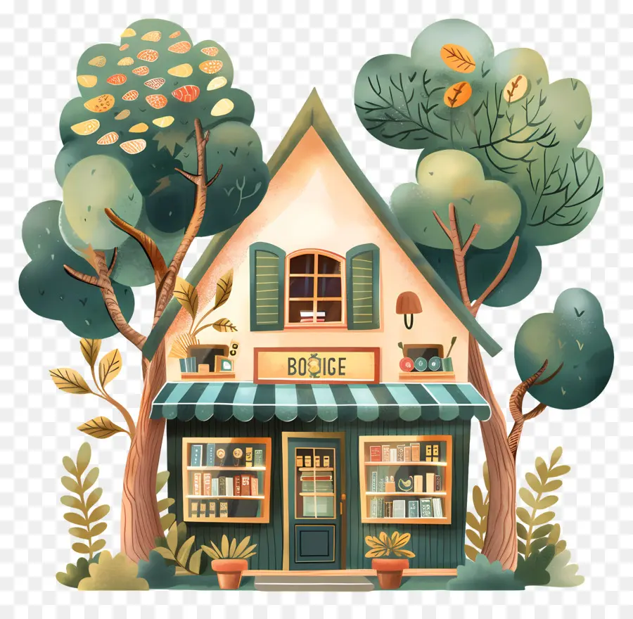 Livraria，Casa Fofa De Doodle PNG