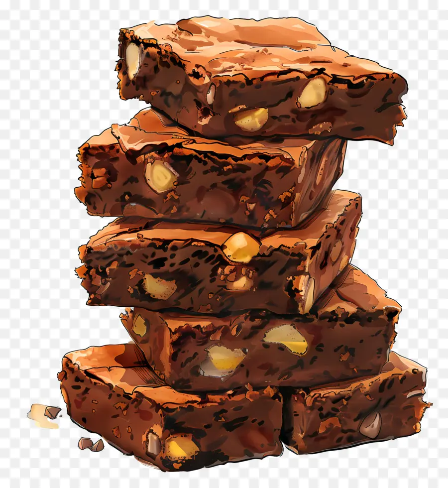 Pilha De Brownies，Brownies Com Nozes PNG