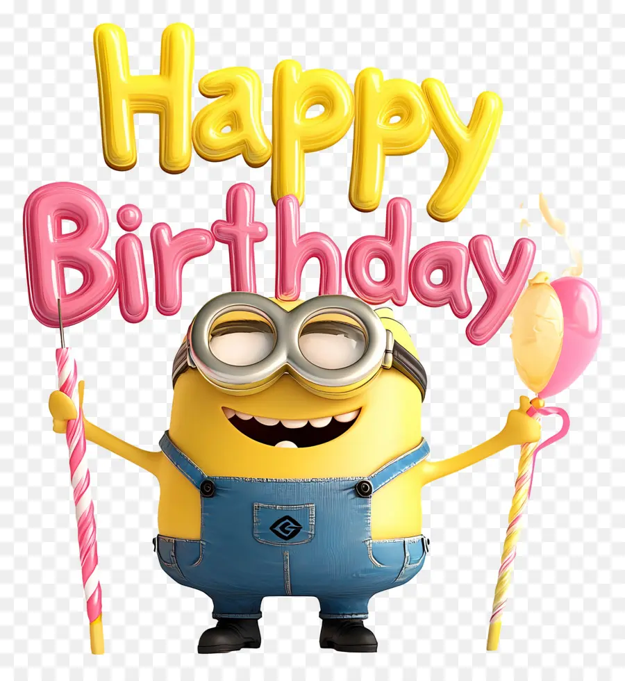 Feliz Aniversário，Minion Com Sinal De Feliz Aniversário PNG