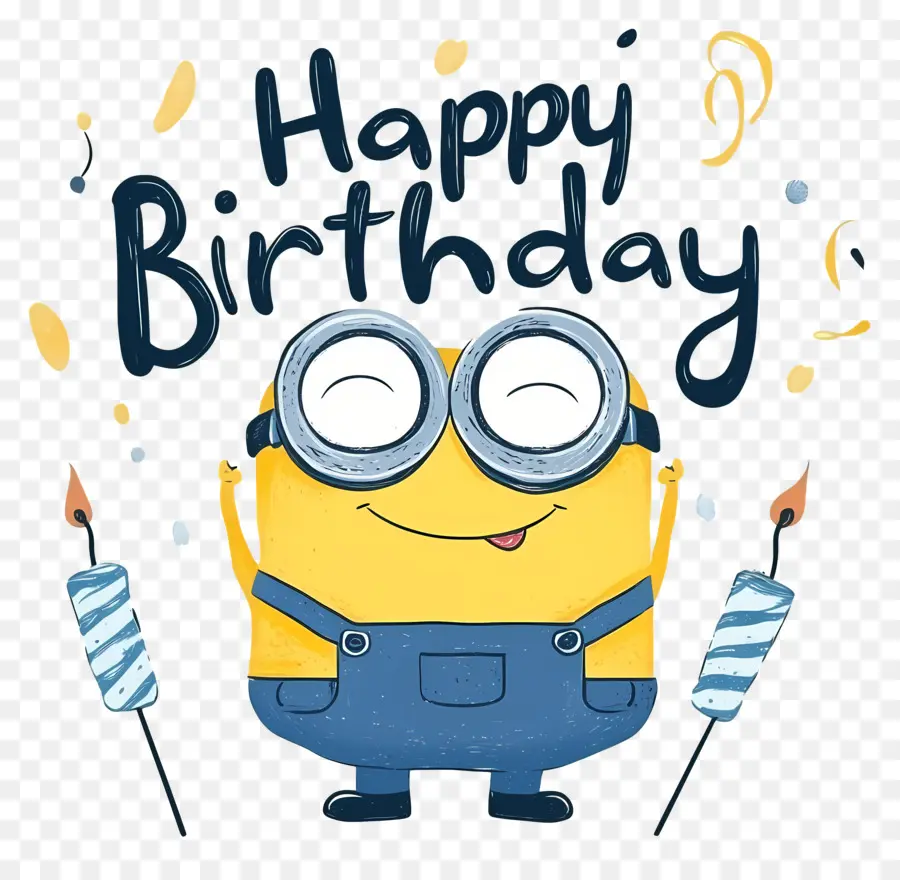 Feliz Aniversário，Minion Com Velas PNG