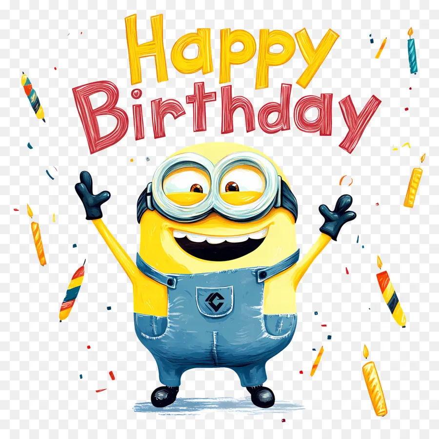 Feliz Aniversário，Minion Com Velas PNG