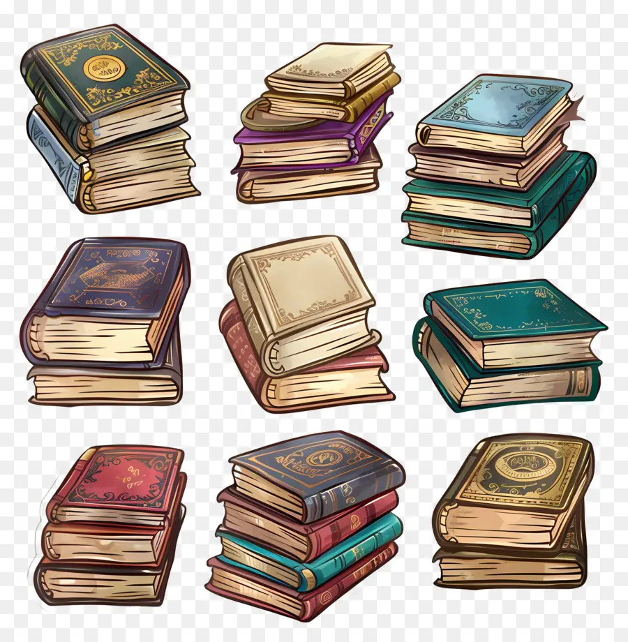 Fileira De Livros，Pilha De Livros PNG