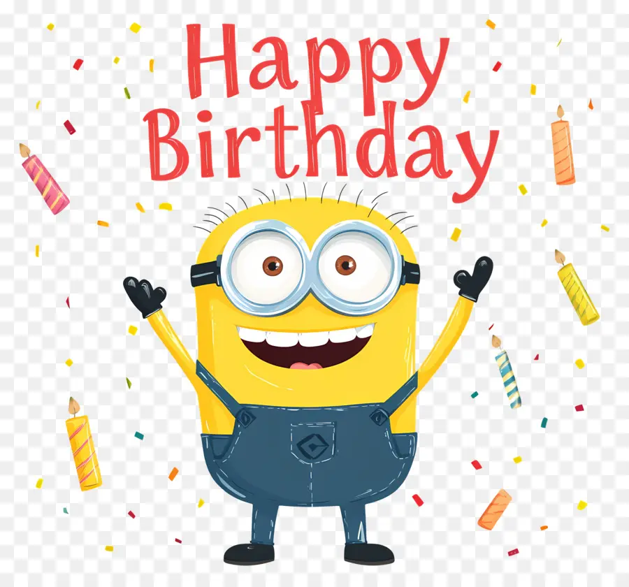 Feliz Aniversário，Minion Com Velas PNG