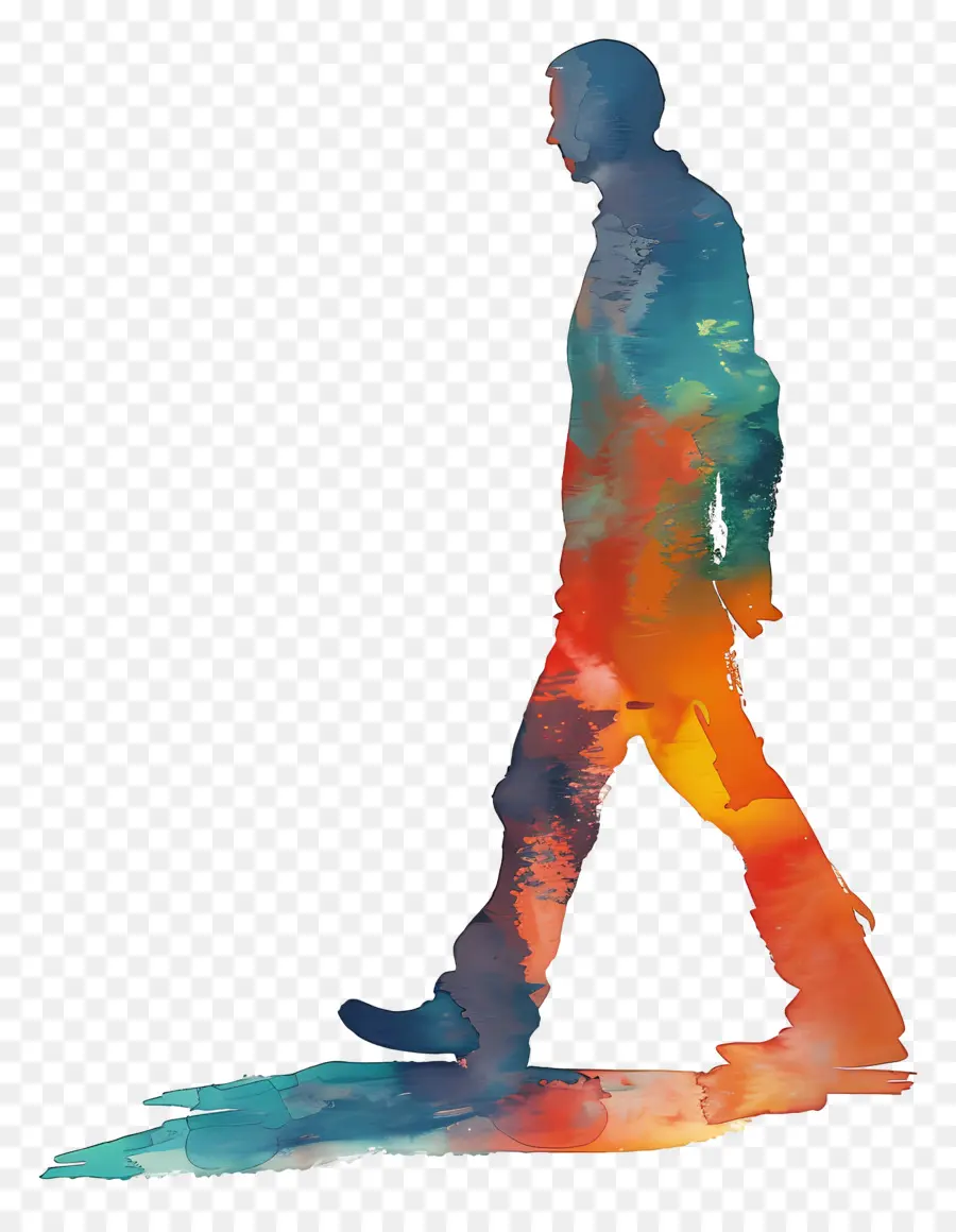 Silhueta De Homem Andando，Silhueta PNG