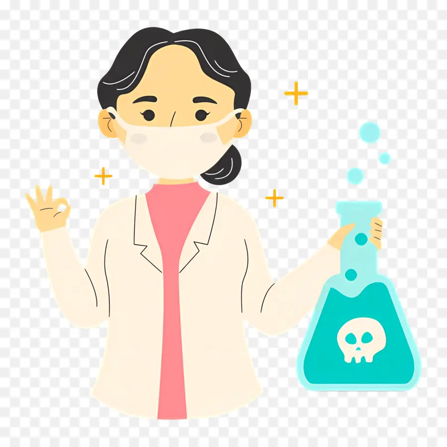 Laboratório De Química，Cientista Com Copo PNG