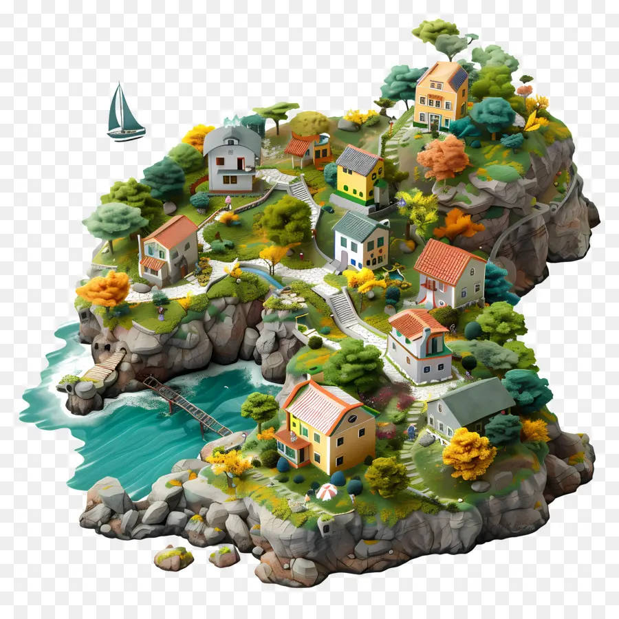 Ilha，Casa Pequena E Fofa De Doodle PNG