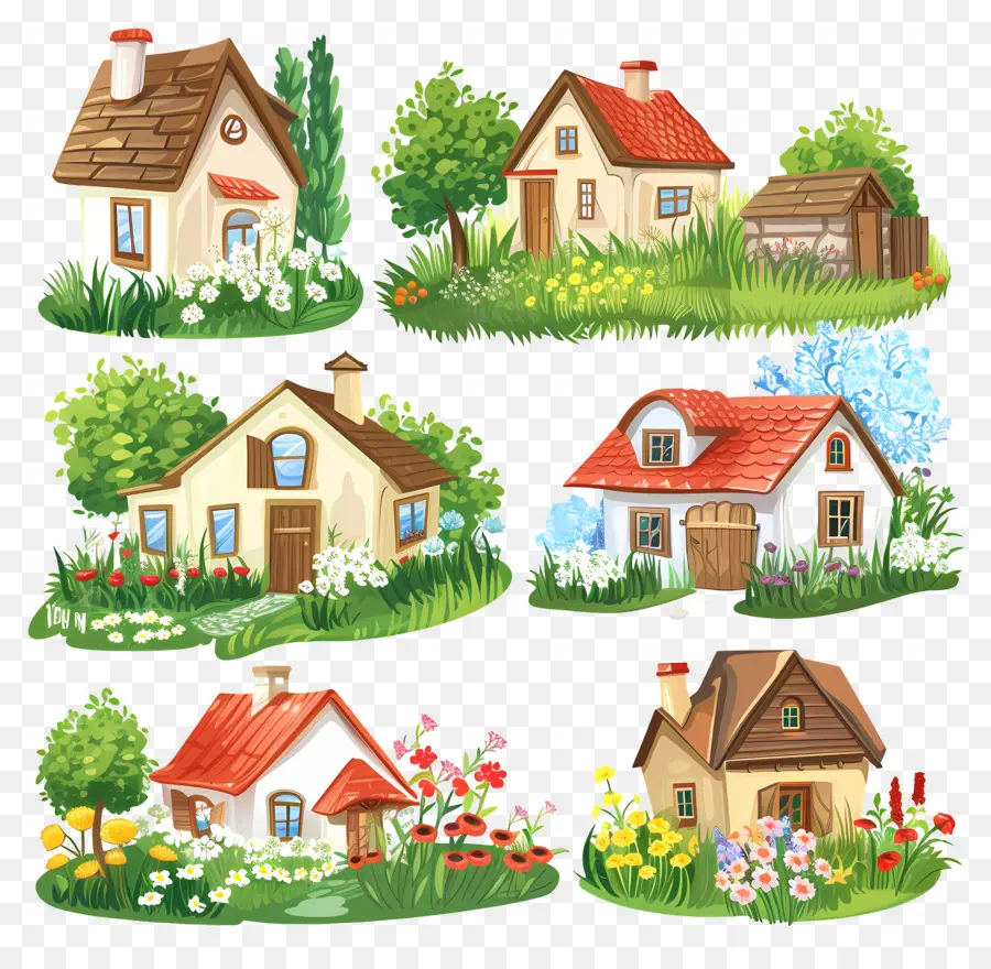 Casas De Aldeia，Casa Pequena E Fofa De Doodle PNG