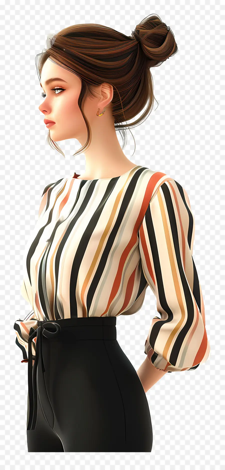 Mulher De Blusa，Mulher De Blusa Listrada PNG