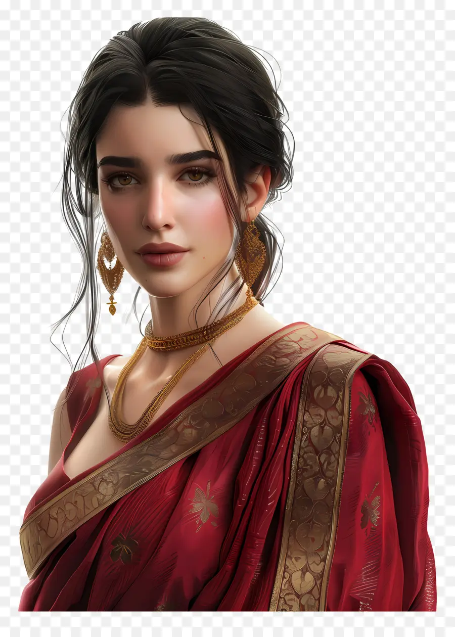 Mulher Em Saree，Mulher Em Saree Vermelho PNG