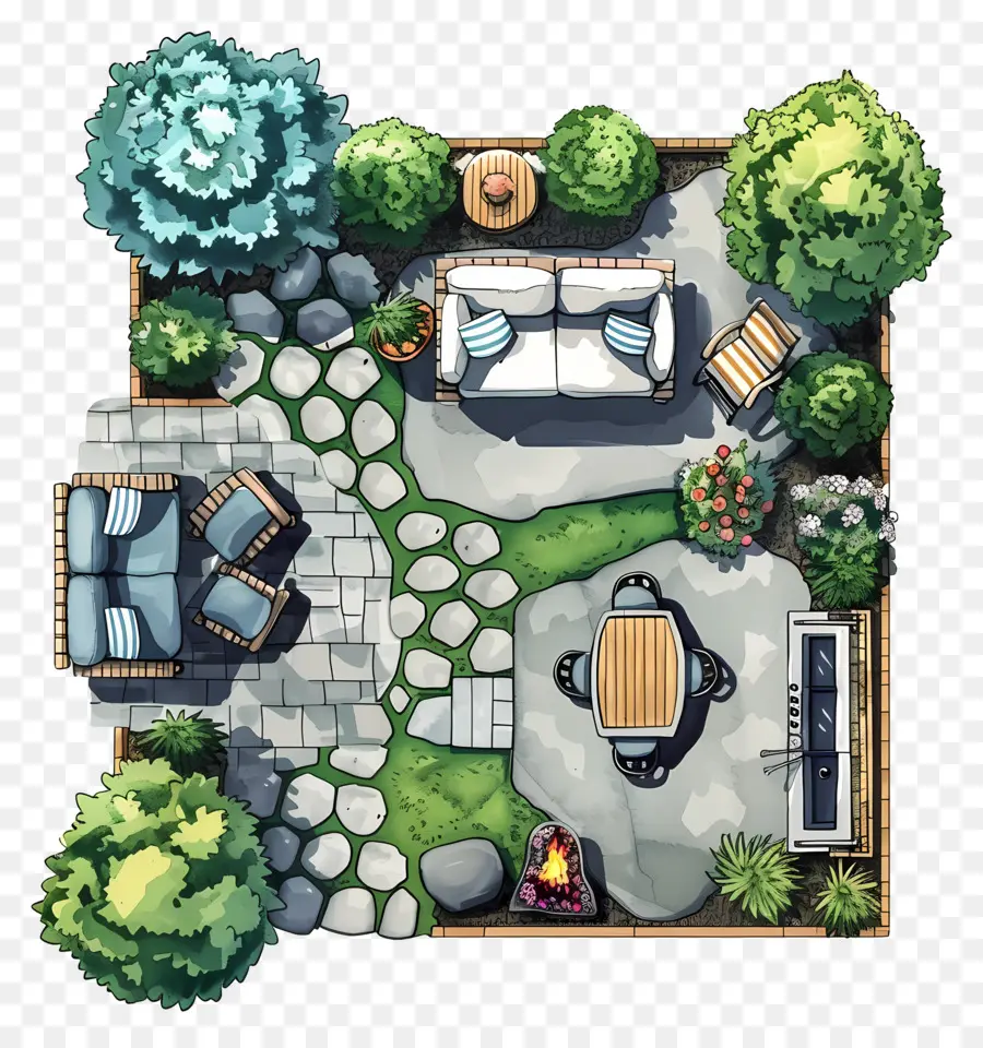 Pátio No Quintal Da Casa，Layout Do Jardim PNG