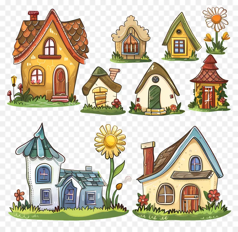 Casas De Aldeia，Casa Pequena E Fofa De Doodle PNG