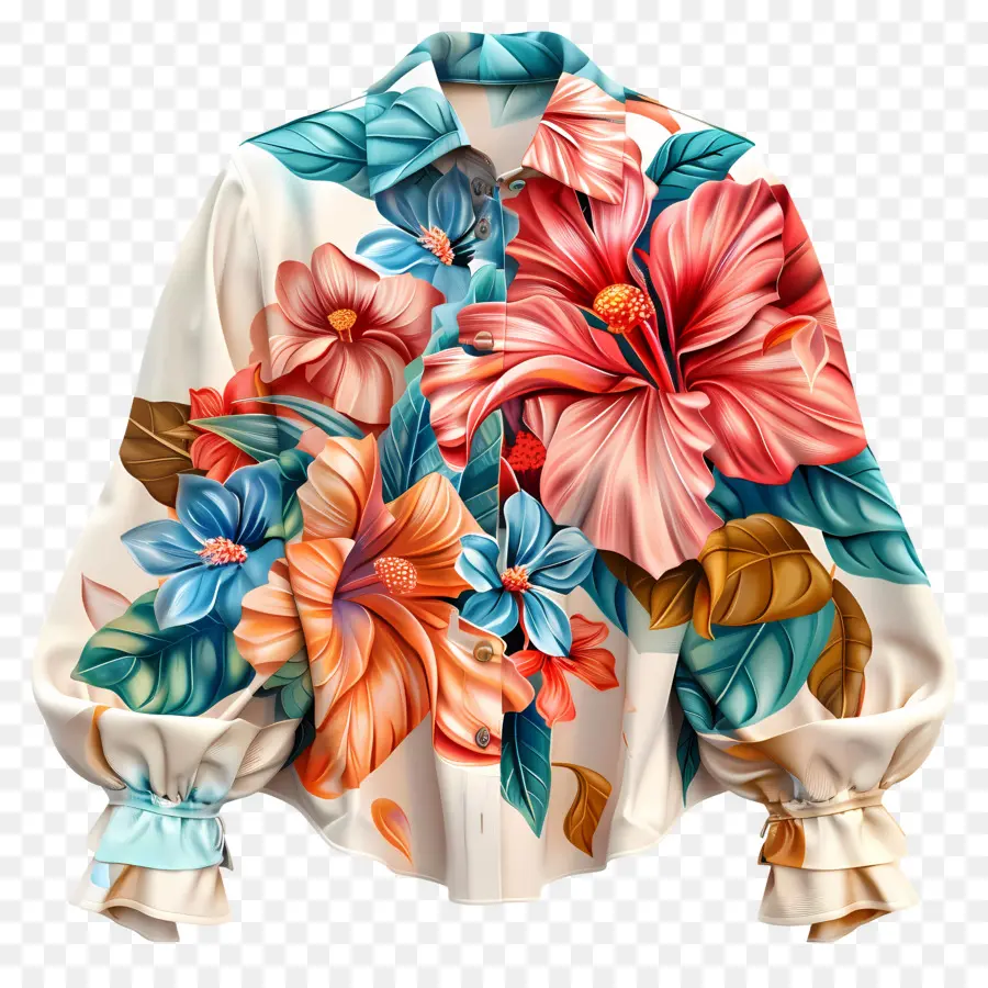 Blusa，Camisa Floral PNG