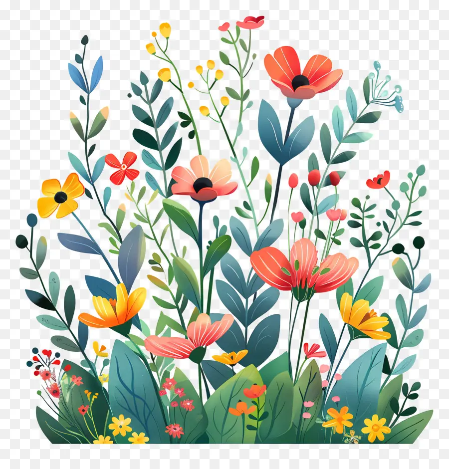 Fundo De Primavera，Flores Coloridas PNG