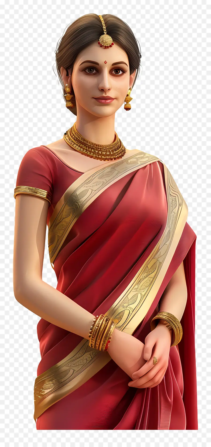 Mulher Em Saree，Mulher Em Sari Vermelho PNG