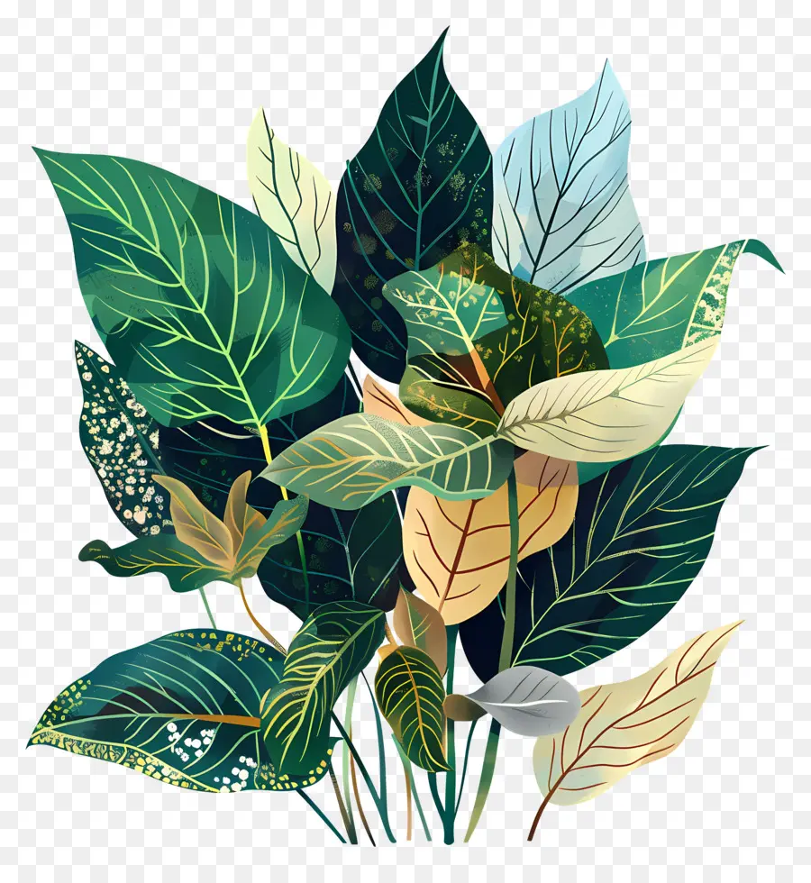 Bando De Folhas，Plantas Coloridas PNG