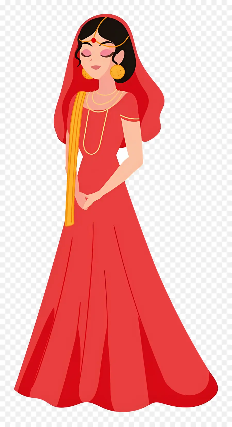 Saree，Mulher De Vestido Vermelho PNG