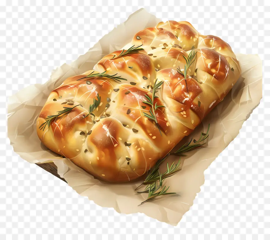 Pão Focaccia，Alecrim PNG