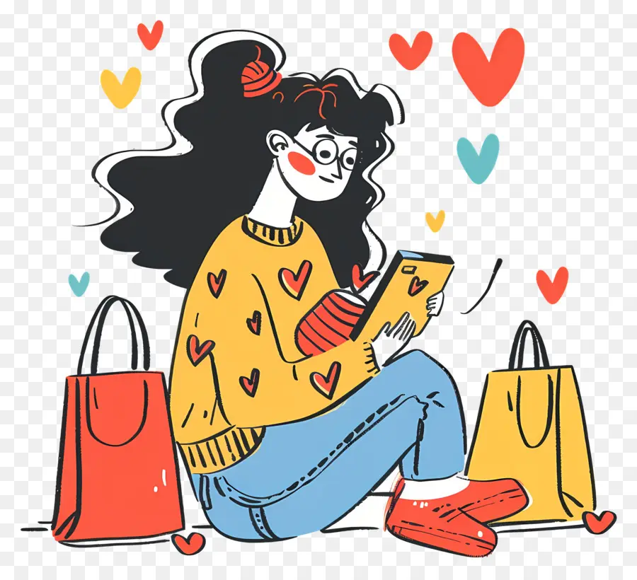 Compras On Line，Menina Com Tablet PNG