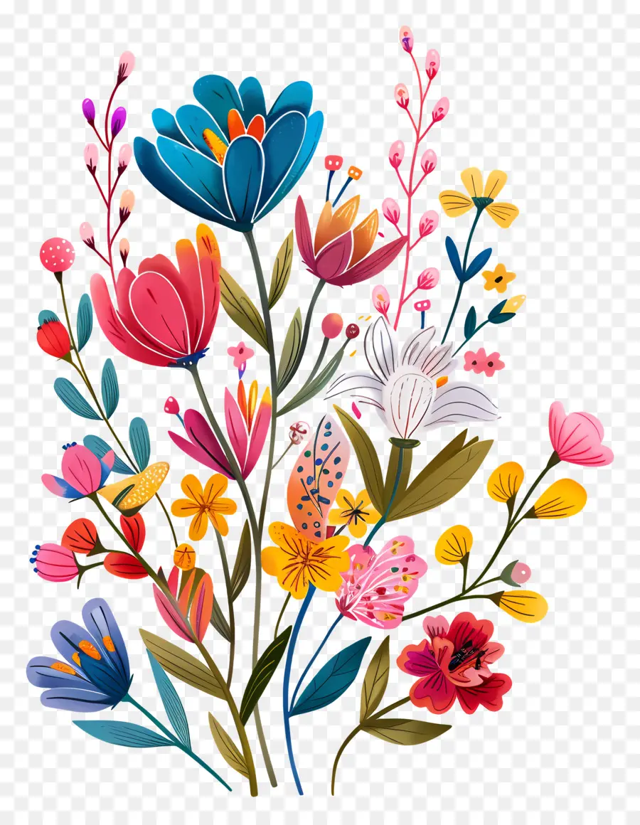 Fundo De Primavera，Flores Coloridas PNG