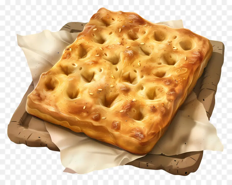 Pão Focaccia，Pão Focaccia Dourado PNG